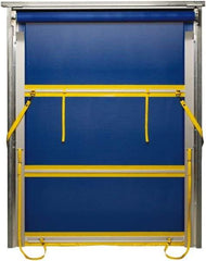 TMI, LLC - 8' Door Width x 10' Door Height PVC Mesh Bug Screen & Spring Loaded Manuel (Style) Roll Up Dock Screen - Blue/Yellow - USA Tool & Supply