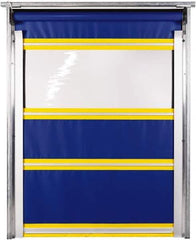 TMI, LLC - 8' Door Width x 8' Door Height PVC Solid with Vision Panel & In-Tube Motorized (Style) Roll Up Dock Screen - Blue/Yellow/Clear - USA Tool & Supply