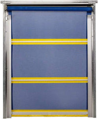 TMI, LLC - 10' Door Width x 12' Door Height PVC Mesh Bug Screen & In-Tube Motorized (Style) Roll Up Dock Screen - Blue/Yellow - USA Tool & Supply