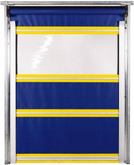 TMI, LLC - 8' Door Width x 10' Door Height PVC Solid with Vision Panel & In-Tube Motorized (Style) Roll Up Dock Screen - Blue/Yellow/Clear - USA Tool & Supply