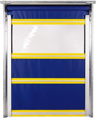 TMI, LLC - 12' Door Width x 12' Door Height PVC Solid with Vision Panel & In-Tube Motorized (Style) Roll Up Dock Screen - Blue/Yellow/Clear - USA Tool & Supply