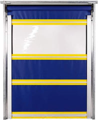 TMI, LLC - 10' Door Width x 12' Door Height PVC Solid with Vision Panel & In-Tube Motorized (Style) Roll Up Dock Screen - Blue/Yellow/Clear - USA Tool & Supply