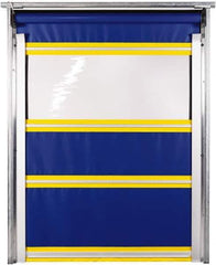 TMI, LLC - 10' Door Width x 10' Door Height PVC Solid with Vision Panel & In-Tube Motorized (Style) Roll Up Dock Screen - Blue/Yellow/Clear - USA Tool & Supply