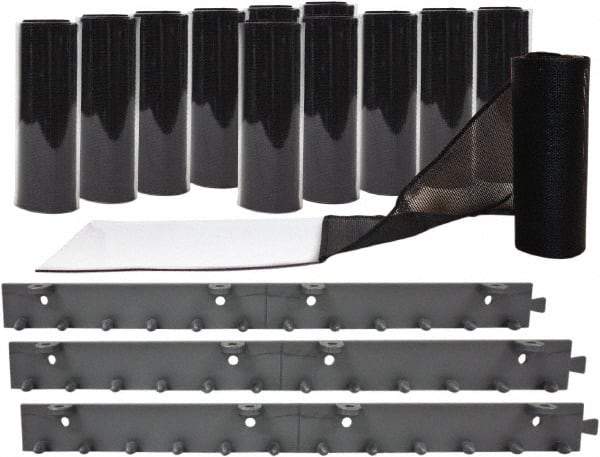 Aleco - 6' Door Width x 8' Door Height Vinyl Clear Smooth Mesh Insect Barrier - Black Top & Clear Bottom - USA Tool & Supply