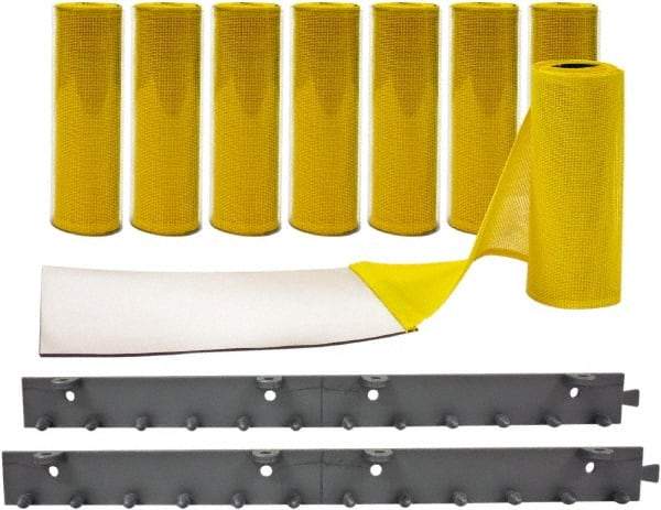 Aleco - 4' Door Width x 7' Door Height Vinyl Clear Smooth Mesh Insect Barrier - Yellow Top & Clear Bottom - USA Tool & Supply