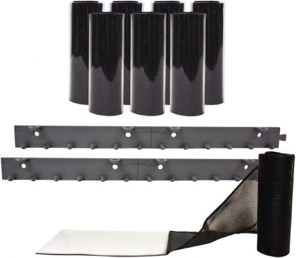 Aleco - 4' Door Width x 7' Door Height Vinyl Front Base Strip (Style) Mesh Insect Barrier - Black Top & Clear Bottom - USA Tool & Supply