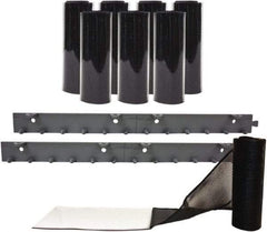 Aleco - 4' Door Width x 7' Door Height Vinyl Front Base Strip (Style) Mesh Insect Barrier - Black Top & Clear Bottom - USA Tool & Supply