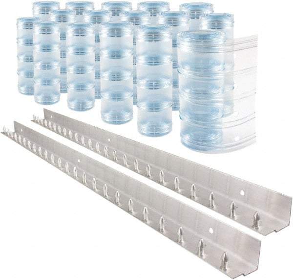 Aleco - 8' Door Width x 8' Door Height PVC Clear Ribbed Strip Door Kit - Clear - USA Tool & Supply