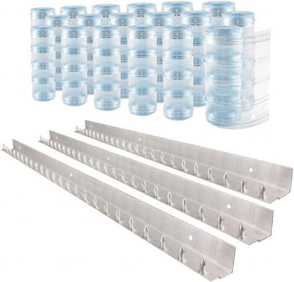 Aleco - 12' Door Width x 12' Door Height PVC Clear Ribbed Strip Door Kit - Clear - USA Tool & Supply