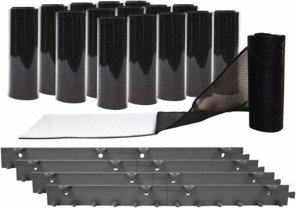 Aleco - 8' Door Width x 8' Door Height Vinyl Smooth Mesh Insect Barrier - Black Top & Clear Bottom - USA Tool & Supply