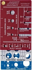 BoltSize-It - 0.06 to 3/4 Inch, Plastic, Inch and Metric Thread Screw Checker - 3 Leaves, 16 Thread per Inch, Rivet Gauge; Screw Gauge; Drill Gauge - USA Tool & Supply
