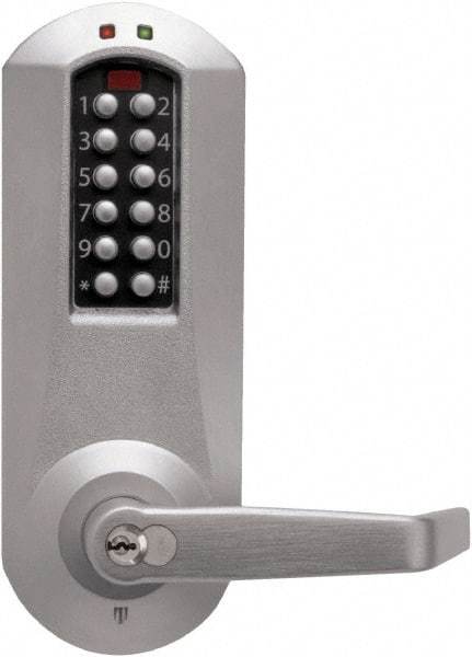 Kaba Access - Combination Entry with Key Override Lever Lockset for 1-3/8 to 2-1/4" Thick Doors - 2-3/4" Back Set, 6 or 7 Pin Length Best & Compatible (Core Not Included) Cylinder, Satin Chrome Finish - USA Tool & Supply