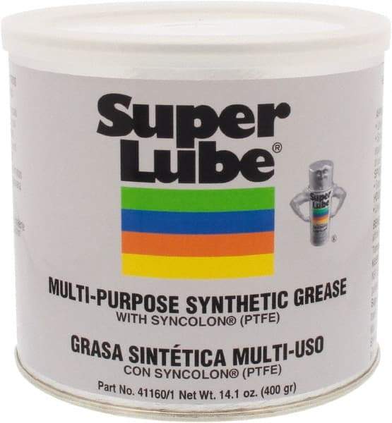 Synco Chemical - 14.1 oz Canister Synthetic Lubricant w/PTFE General Purpose Grease - Translucent White, Food Grade, 450°F Max Temp, NLGIG 1, - USA Tool & Supply