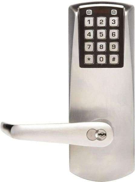 Kaba Access - 1-3/4 to 2-1/4" Door Thickness, Satin Chrome Finish, Combination Entry Deadbolt with Key Override - Field Set Handling, Key Override, 6 or 7 Pin Cylinder - USA Tool & Supply