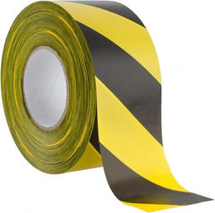 PRO-SAFE - 1000 Ft. Long x 3 Inch Wide Roll, Polyethylene, Black and Yellow, Barricade and Flagging Tape - USA Tool & Supply