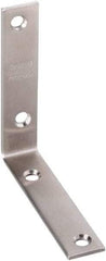 National Mfg. - 4" Long x 7/8" Wide, Stainless Steel, Corner Brace - Stainless Steel Coated - USA Tool & Supply