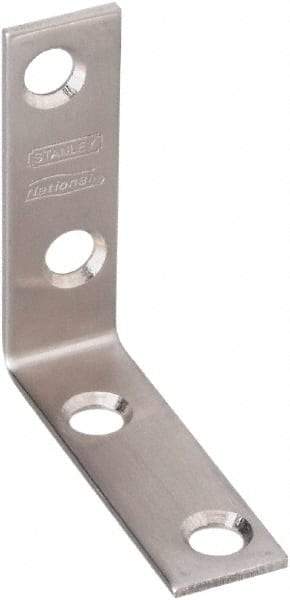 National Mfg. - 2" Long x 5/8" Wide, Stainless Steel, Corner Brace - Stainless Steel Coated - USA Tool & Supply