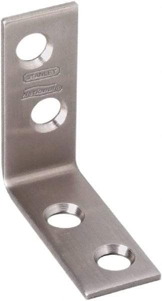 National Mfg. - 1-1/2" Long x 5/8" Wide, Stainless Steel, Corner Brace - Stainless Steel Coated - USA Tool & Supply