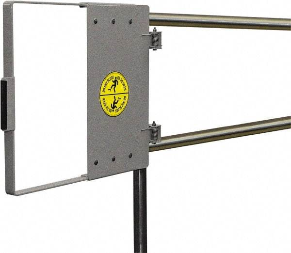 FabEnCo - Carbon Steel Self Closing Rail Safety Gate - Fits 30 to 36" Clear Opening, 1-1/2" Wide x 22" Door Height, 32 Lb, Gray - USA Tool & Supply