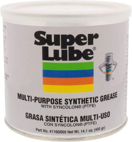 Synco Chemical - 14.1 oz Canister Synthetic Lubricant w/PTFE General Purpose Grease - Translucent White, Food Grade, 450°F Max Temp, NLGIG 000, - USA Tool & Supply