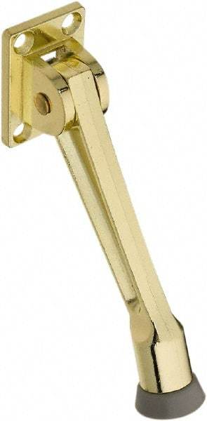 National Mfg. - 5" Projection Kickdown Door Stop - Screw Mount, Brass Finish - USA Tool & Supply