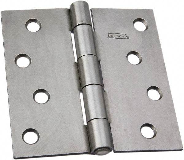 National Mfg. - 4" Wide x 4" High, Steel, Square Corner Residential Hinge - Zinc Plated - USA Tool & Supply