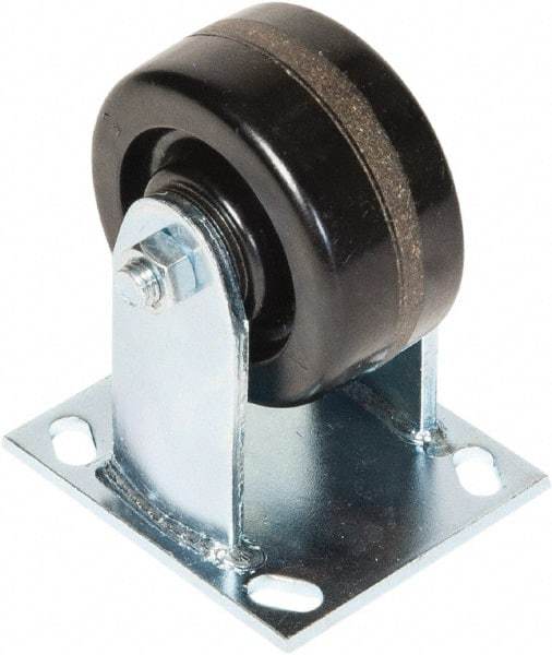 Greenlee - 4" Diam x 2" Wide x 5-5/8" OAH Top Plate Mount Rigid Caster - Phenolic, 800 Lb Capacity, 4 x 4-1/2" Plate - USA Tool & Supply