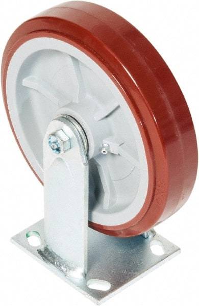 Greenlee - 8" Diam x 2" Wide x 9-1/2" OAH Top Plate Mount Rigid Caster - Polyurethane over Polyolefin, 900 Lb Capacity, 2-3/4 x 3-1/2" Plate - USA Tool & Supply