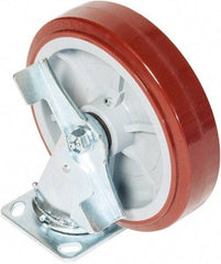 Greenlee - 8" Diam x 2" Wide x 9-1/2" OAH Top Plate Mount Swivel Caster - Polyurethane over Polyolefin, 900 Lb Capacity, 2-3/4 x 3-1/2" Plate - USA Tool & Supply