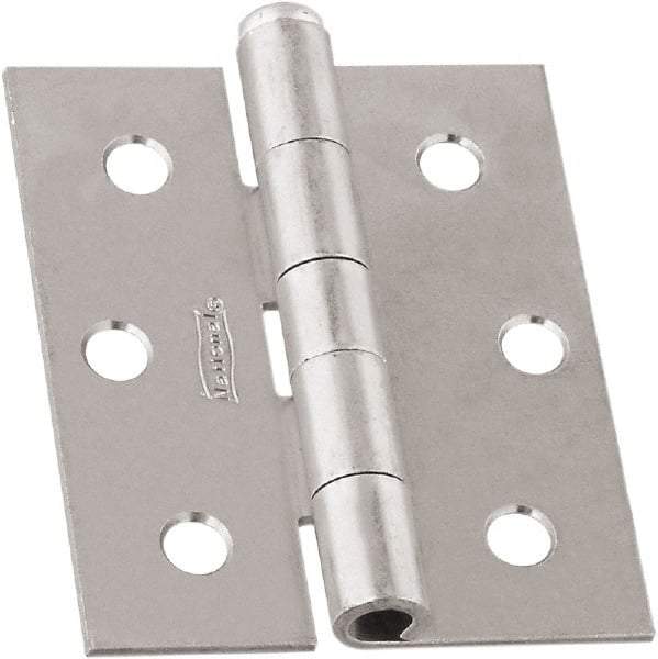 National Mfg. - 3" Long x 2-1/2" Wide, Non-Spring/Non Self-Closing Hinge - Steel, Zinc Plated Finish - USA Tool & Supply