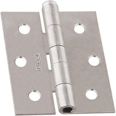 National Mfg. - 3" Long x 2-1/2" Wide, Non-Spring/Non Self-Closing Hinge - Steel, Zinc Plated Finish - USA Tool & Supply