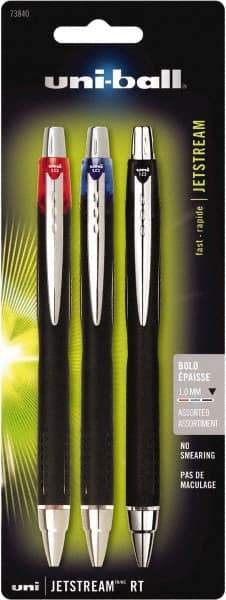 Uni-Ball - Roller Ball 1mm Retractable Pen - Black, Red & Blue - USA Tool & Supply