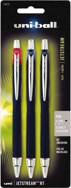 Uni-Ball - Roller Ball 0.7mm Retractable Pen - Black, Red & Blue - USA Tool & Supply