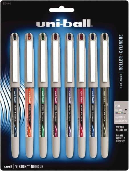 Uni-Ball - Roller Ball 0.7mm Stick Pen - Black, Blue, Green, Midnight Black, Orange, Pink, Purple & Red - USA Tool & Supply