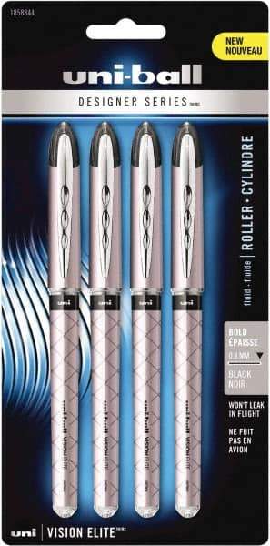 Uni-Ball - Roller Ball 0.8mm Stick Pen - Black - USA Tool & Supply