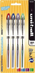 Uni-Ball - Roller Ball 0.8mm Stick Pen - Blue, Green, Purple & Red - USA Tool & Supply