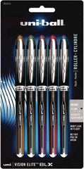 Uni-Ball - Roller Ball 0.5mm Stick Pen - Brown & Black, Green & Black, Purple & Black, Red & Black, Blue & Black - USA Tool & Supply