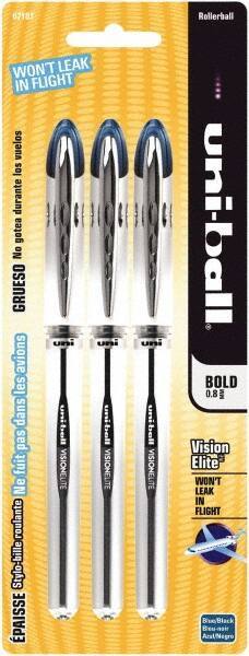 Uni-Ball - Roller Ball 0.8mm Stick Pen - Blue & Black - USA Tool & Supply
