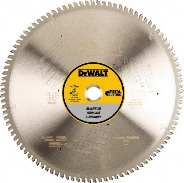 DeWALT - 14" Diam, 1" Arbor Hole Diam, 100 Tooth Wet & Dry Cut Saw Blade - Steel, Crosscutting Action, Standard Round Arbor - USA Tool & Supply