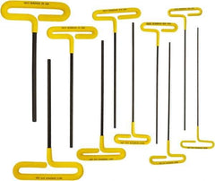 Bondhus - 10 Piece T-Handle Cushion Grip Hex Key Set - Hex Range 3/32 to 3/8" - USA Tool & Supply