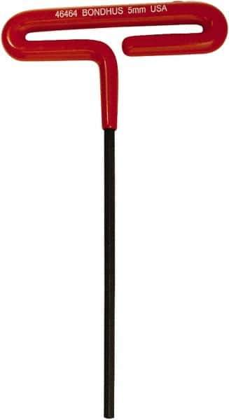 Bondhus - 5mm Hex, T-Handle Cushion Grip, Hex Key - 172mm OAL, Metric System of Measurement - USA Tool & Supply