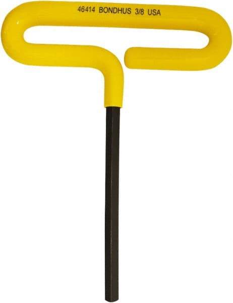 Bondhus - 3/8" Hex, T-Handle Cushion Grip, Hex Key - 191mm OAL, Inch System of Measurement - USA Tool & Supply
