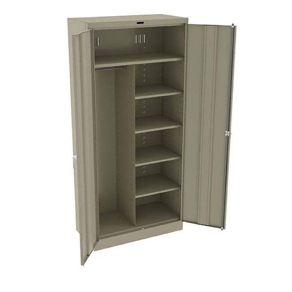 Tennsco - 6 Shelf Combination Storage Cabinet - Steel, 36" Wide x 18" Deep x 78" High, Sand - USA Tool & Supply