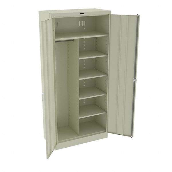 Tennsco - 6 Shelf Combination Storage Cabinet - Steel, 36" Wide x 18" Deep x 78" High, Champagne/Putty - USA Tool & Supply