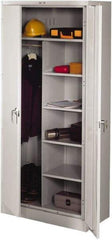 Tennsco - 6 Shelf Combination Storage Cabinet - Steel, 36" Wide x 24" Deep x 78" High, Light Gray - USA Tool & Supply
