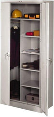 Tennsco - 6 Shelf Combination Storage Cabinet - Steel, 36" Wide x 18" Deep x 78" High, Medium Gray - USA Tool & Supply