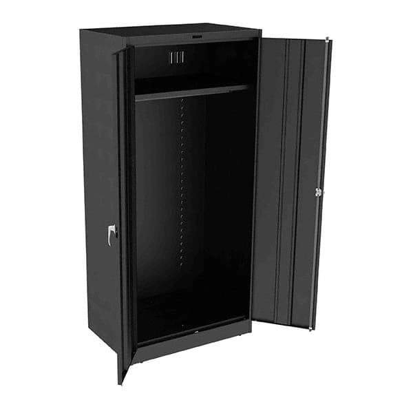 Tennsco - 2 Shelf Wardrobe Storage Cabinet - Steel, 36" Wide x 24" Deep x 78" High, Black - USA Tool & Supply
