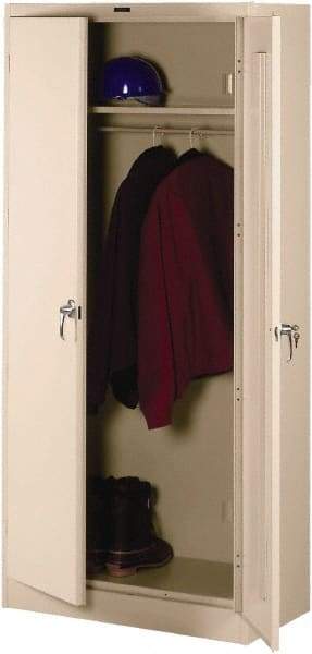 Tennsco - 2 Shelf Wardrobe Storage Cabinet - Steel, 36" Wide x 18" Deep x 78" High, Light Gray - USA Tool & Supply