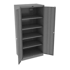 Tennsco - 5 Shelf Locking Storage Cabinet - Steel, 36" Wide x 24" Deep x 78" High, Medium Gray - USA Tool & Supply