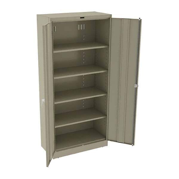 Tennsco - 5 Shelf Locking Storage Cabinet - Steel, 36" Wide x 18" Deep x 78" High, Sand - USA Tool & Supply
